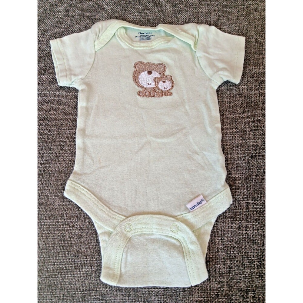 Gerber Shirt Newborn Mint Green baby Short sleeve Teddy Bears